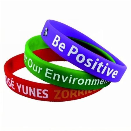 Siliconen Polsbandjes met jouw tekst opdruk in 1 kleur