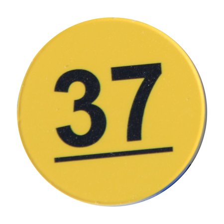 Restpartij: Kunststof nummerplaatjes Ø50mm genummerd 1-50