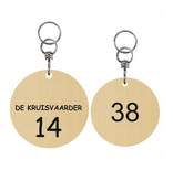 Ronde Messing gesatineerde sleutelhanger HELENA met wartel