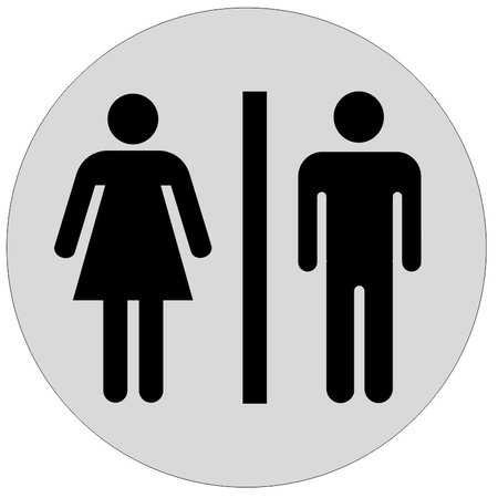 Toiletten - Mannen en Vrouwen toiletbordje Aluminium Ø75mm met tape