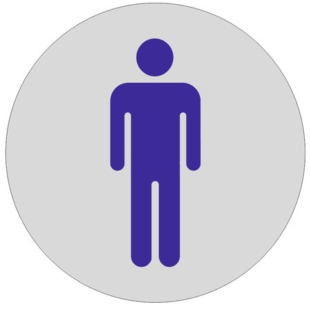 Heren toiletbordje Aluminium Ø75mm met tape