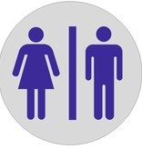 CombiCraft Toiletten - Mannen en Vrouwen toiletbordje Aluminium Ø75mm met tape