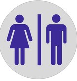 Toiletten - Mannen en Vrouwen toiletbordje Aluminium Ø75mm met tape