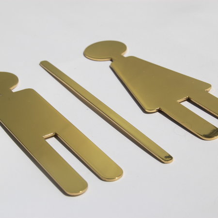 Man en vrouw symbool Toiletbordje Messing 150mm hoog