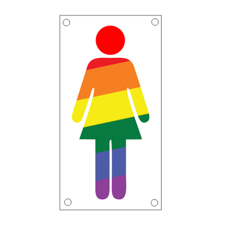 Dames toiletbordje regenboog / LGBT friendly 88x46mm