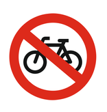 Verboden voor fietsen bordje Aluminium Ø75mm met tape