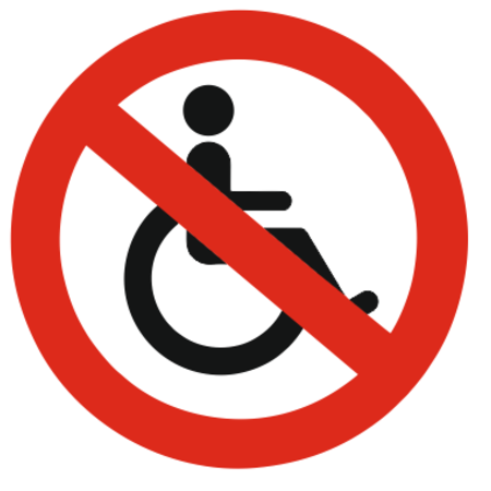 Geen rolstoel bordje Aluminium Ø75mm met tape