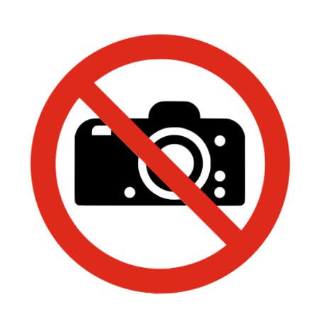 Fotograferen verboden bordje ISO 7010 P029 Aluminium Ø75mm met tape
