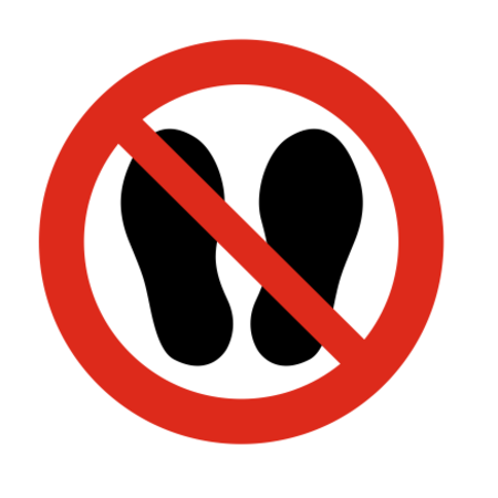 Betreden van ruimte verboden bordje ISO 7010 P024 Aluminium Ø75mm met tape