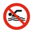 CombiCraft Zwemmen verboden bordje ISO 7010 P049 Aluminium Ø75mm met tape