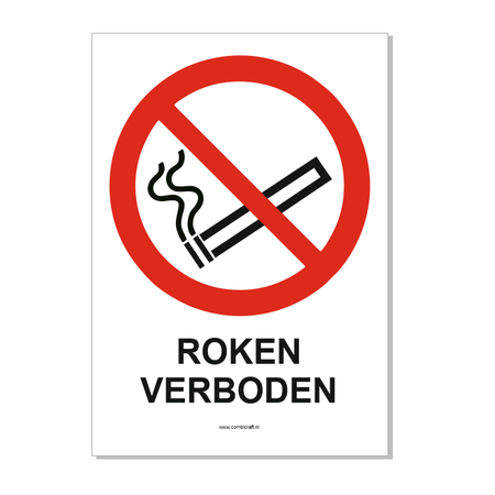 CombiCraft Roken verboden bord met ISO 7010 P002 pictogram 21x30cm