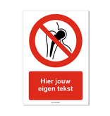 Verboden voor personen met metalen implantaten bord ISO 7010 P014 met eigen tekst 21x30 cm