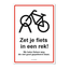 Fietsen in rek plaatsen bordje 21x30cm