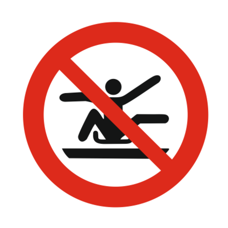 Armen en benen binnenboord houden bordje ISO 7010 P046 Aluminium Ø75mm met tape