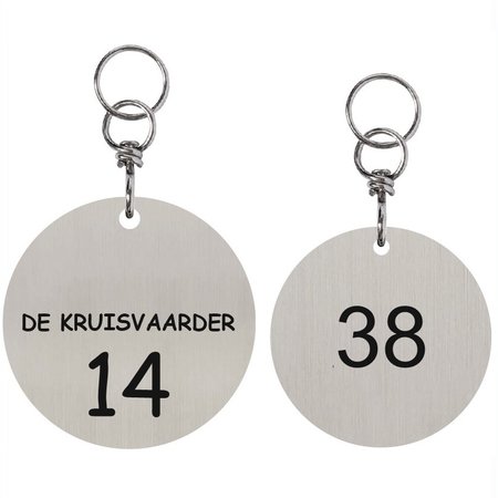 Ronde Edelstaal Sleutelhanger Rousso met wartel en ring