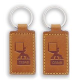 Leren of Kunstleren sleutelhangers 30x80mm met uw brandlogo.