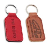 Leren of Kunstleren sleutelhangers 38x90mm met uw brandlogo.