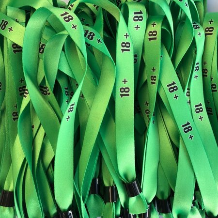 18+ textiel polsbandjes met cap-lock sluiting - per 100 stuks