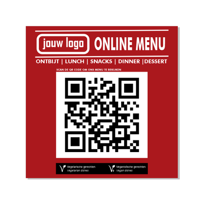 QR bordje voor online menu 10x10cm met jouw eigen ontwerp