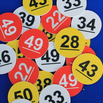 Restpartij: Nummer plaatjes Ø50 mm 1-50