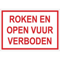 Roken en open vuur verboden bord