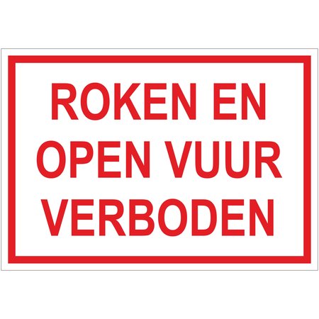 Bordje - Roken en open vuur verboden 21x30cm