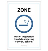 CombiCraft Bordje - Zone, Roken toegestaan 21x30cm
