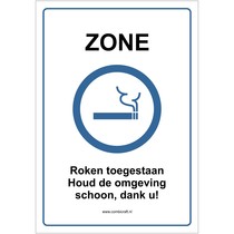 Zone, Roken toegestaan bord