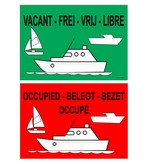 Dubbelzijdig bedrukt bordje - Ligplaats vrij / Ligplaats bezet in 4 talen 30x21cm