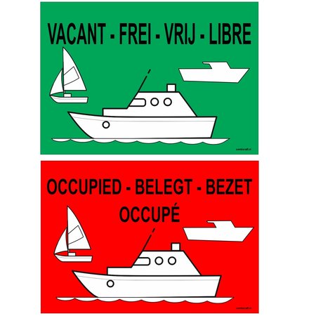 Dubbelzijdig bedrukt bordje - Ligplaats vrij / Ligplaats bezet in 4 talen 30x21cm