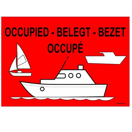 Dubbelzijdig bedrukt bordje - Ligplaats vrij / Ligplaats bezet in 4 talen 30x21cm