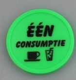 CombiCraft Plastic munten met rand 100 stuks Ø29mm in diverse kleuren met de opdruk "ÉÉN CONSUMPTIE"