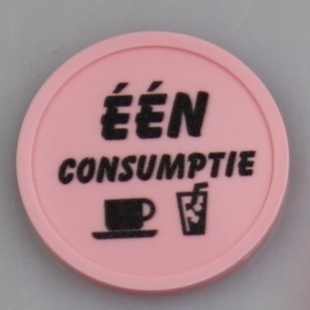 CombiCraft Plastic munten met rand 100 stuks Ø29mm in diverse kleuren met de opdruk "ÉÉN CONSUMPTIE"