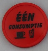 CombiCraft Plastic munten met rand 100 stuks Ø29mm in diverse kleuren met de opdruk "ÉÉN CONSUMPTIE"