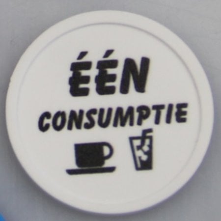 CombiCraft Plastic munten met rand 100 stuks Ø29mm in diverse kleuren met de opdruk "ÉÉN CONSUMPTIE"