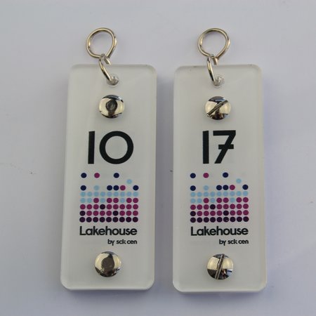 Plexiglas sleutelhanger Bright met bedrukking