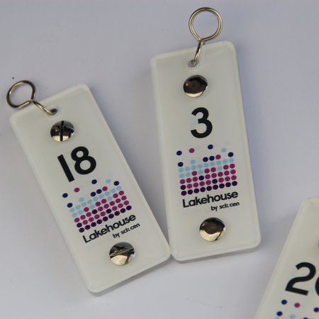 Plexiglas sleutelhanger Bright met bedrukking