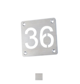 Aluminium plaatje 50x50mm met uitgespaarde cijfers en 4 boorgaatjes