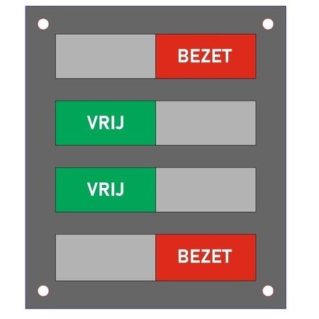 Vrij-bezet paneeltjes van Acrylaat.  Schuifprofiel in RVS-Look.