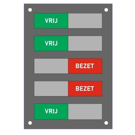 Vrij-bezet paneeltjes van Acrylaat.  Schuifprofiel in RVS-Look.