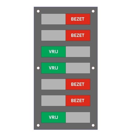 Vrij-bezet paneeltjes van Acrylaat.  Schuifprofiel in RVS-Look.