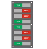 Vrij-bezet paneeltjes van Acrylaat.  Schuifprofiel in RVS-Look.