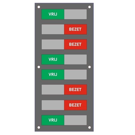 Vrij-bezet paneeltjes van Acrylaat.  Schuifprofiel in RVS-Look.