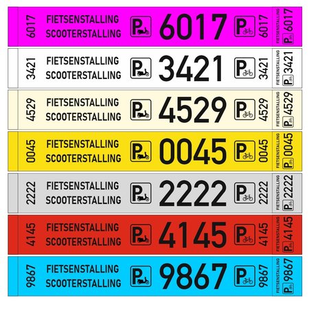 CombiCraft Fietsenstalling labels of Fietslabels met doorlopende nummering en een klantencoupon in ca. 29x4cm per 500 stuks