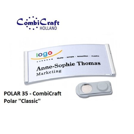 Polar© Polar35© Metallic Naambadge Extra Breed 80x35mm met magneet - per stuk