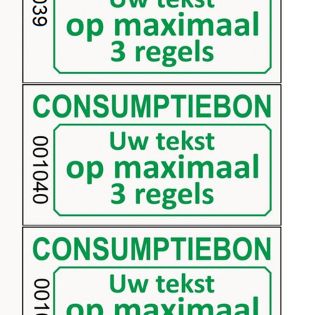 CombiCraft Consumptiebonnen met tekst en nummering in het zwart gedrukt op lichtgrijs papier per 1000 stuks