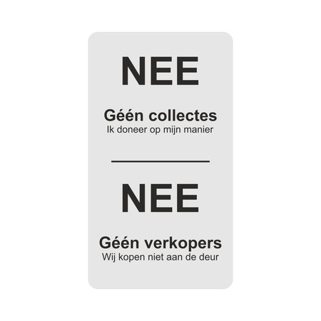 Kunststof deurbordje Géén Collectanten, Géén verkopers