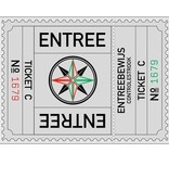 Grote XXL-Entreekaartjes in  75 x 55mm met controlestrookje in boekjes per 500 kaartjes gebundeld. Serie A t/m F in zes kleuren. Genummerd.