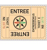 Grote XXL-Entreekaartjes in  75 x 55mm met controlestrookje in boekjes per 500 kaartjes gebundeld. Serie A t/m F in zes kleuren. Genummerd.