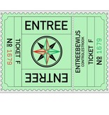 Grote XXL-Entreekaartjes in  75 x 55mm met controlestrookje in boekjes per 500 kaartjes gebundeld. Serie A t/m F in zes kleuren. Genummerd.